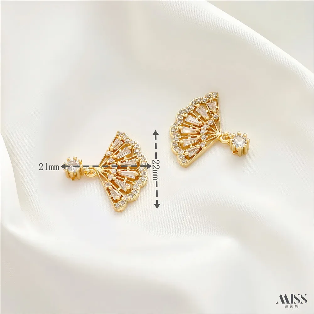 

14K Gold Color Preservation 18K Genuine Gold Fan-shaped Princess Dress Pendant DIY Handmade Bead Necklace Accessories