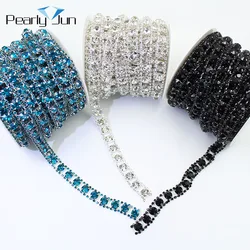 1/5 Yard 1.2CM Simple Black Blue Crystal Diamond Chain Clothing Shoes Bags Hats And Shoes DIY Decoration Rhinestone Trim ML099