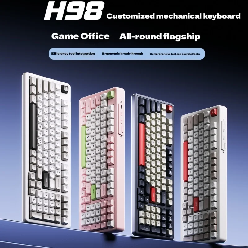 Ausdom H98 Wireless Mechanical Keyboard Customization Three-Mode Connection E-Sports Games Office Work Low Latency Rgb Gift