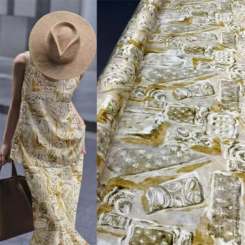 

Fashion European and American Runway Silk Satin Luxury Designer Materials High-end Handmade Sewing Clothing Silk Fabric By Meter