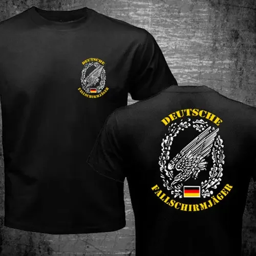T-shirt décontracté ajusté pour homme, col ras du cou, motif parachutistes des forces spéciales allemandes de la Seconde Guerre mondiale