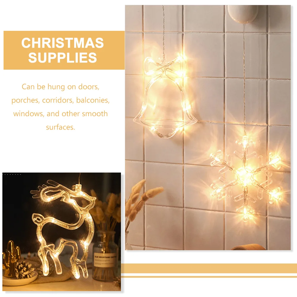 

4Pcs Christmas Window Lights LED Suction Cup Pendant Powered Xmas Decor Party Lights Hanging Lamp for Window Door