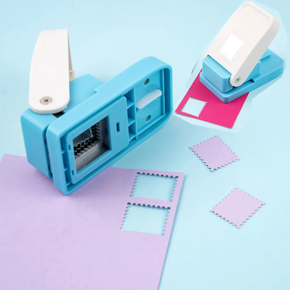 Punzón rectangular para sellos postales, palanca de acción, punzón artesanal para manualidades de papel, álbum de recortes, herramienta de punzonado de varios materiales, 1x0,8 pulgadas