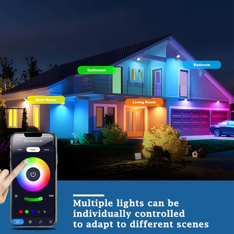 Imagem -05 - Lâmpada de Teto Inteligente Rgb Escurecimento Ilusão Lâmpada App Controle Bluetooth Led Lustre Teto para Sala Estar Festa Decoração Casa Inteligente