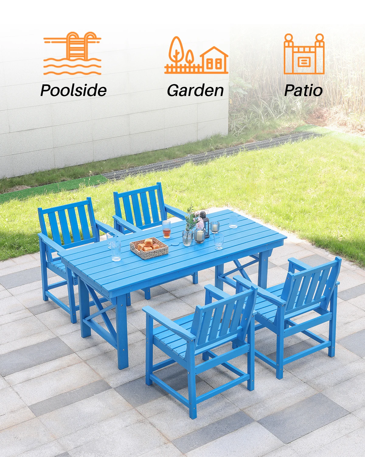Free US Shipping HDPE Garden Chair with Wood-like Finish Patio Dining Chair for Outdoor for Bedroom School Park Kitchen Use