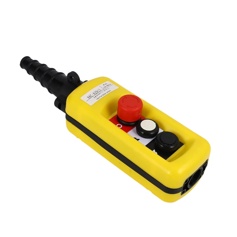 Lift Control Pendant XAC-A2913 Waterproof Handheld Pushbutton Switch With Electric Hoist Handle, 2 Buttons With Two Speed And Em