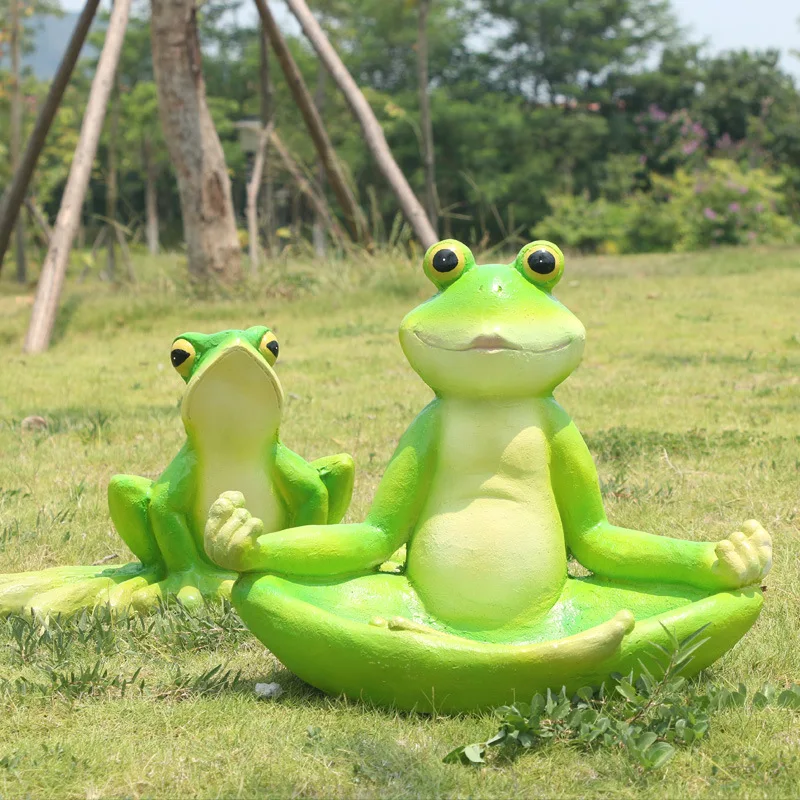 Simulation cartoon sculpture frog ornament outdoor shopping mall pastoral garden landscape fiberglass animal beauty decoration