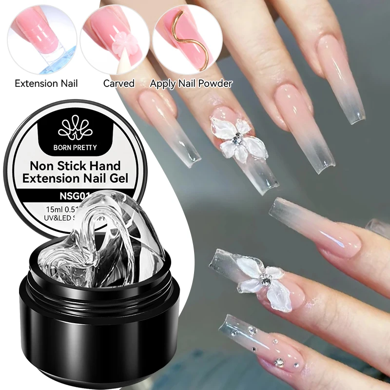 BORN PRETTY 15ml blanc laiteux 3D sculpture antiadhésive Extension de main Gel vernis à ongles clair fleur sculpture façonnage moule conception
