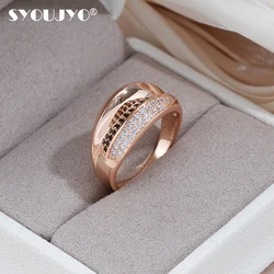 SYOUJYO Modern Black Natural Zircon Rings For Women Vintage 585 Rose Gold Color Party Delicate Rings Top Quality Fashion Jewelry