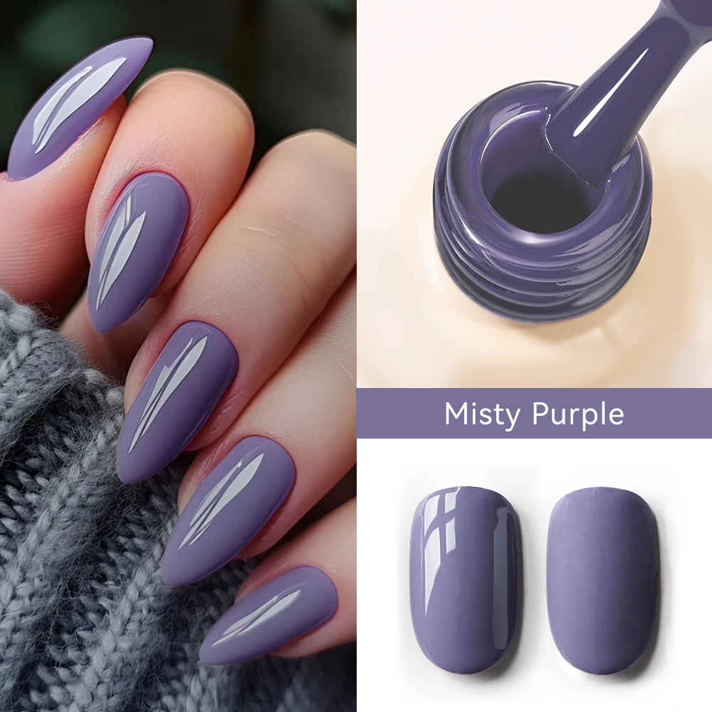 MAYCHAO Misty Purple color Gel Nail Polish 12ml Glossy Semi Permanent Soak Off UV LED Frosted Gel Nails Painting DIY Varnish