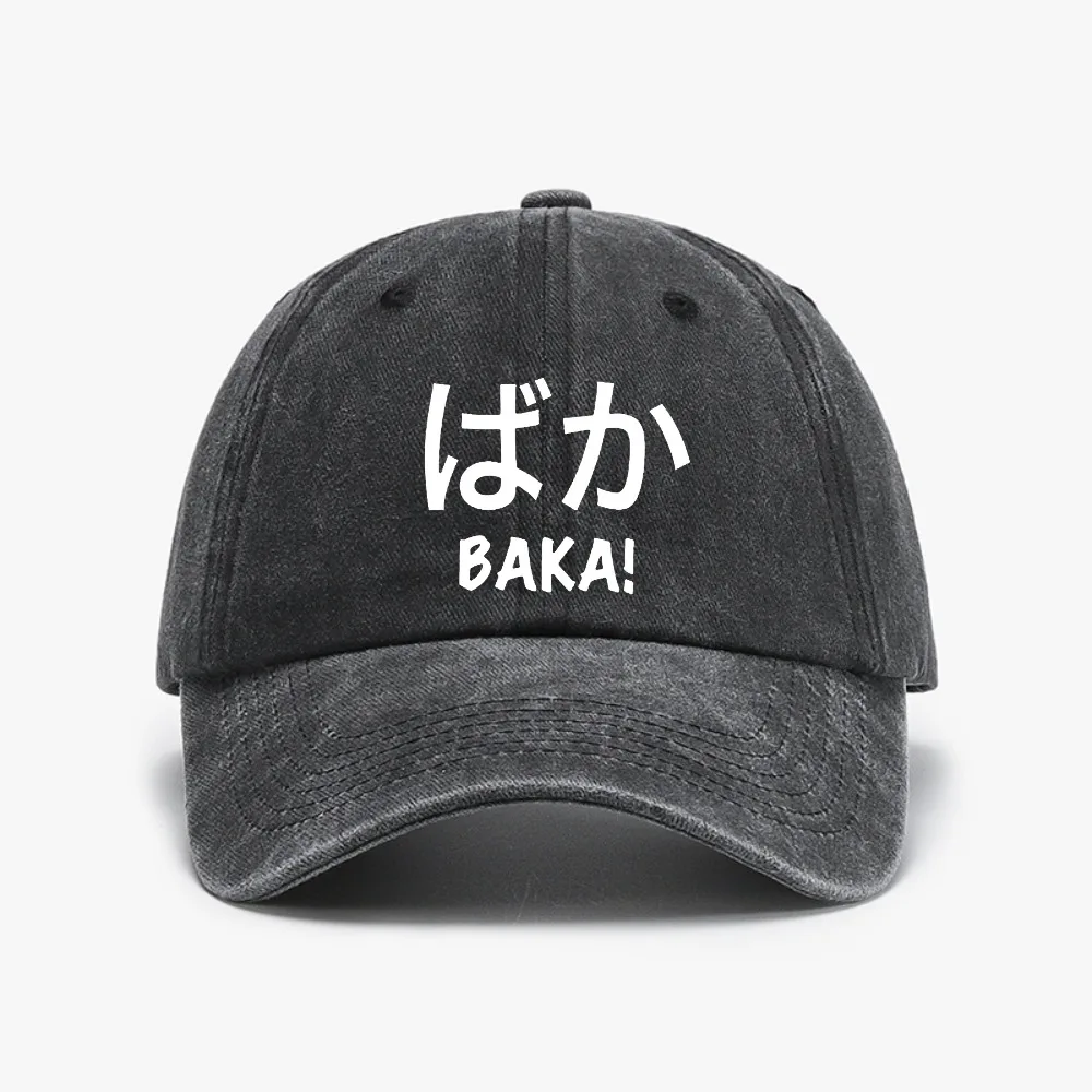 

Anime Otaku Baka cap fashion Vintage Washed Denim Hat Men Women Japanese Slang Baseball cap Funny adjustable hats