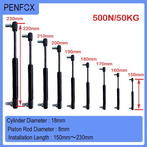 Imagen 1 del producto 1 unidad de barras de puntal universales de 150mm-230mm 500N/50KG, amortiguador de resorte de Gas, soporte de elevación hidráulica, barra de puntal, cama RV, máquina de coche