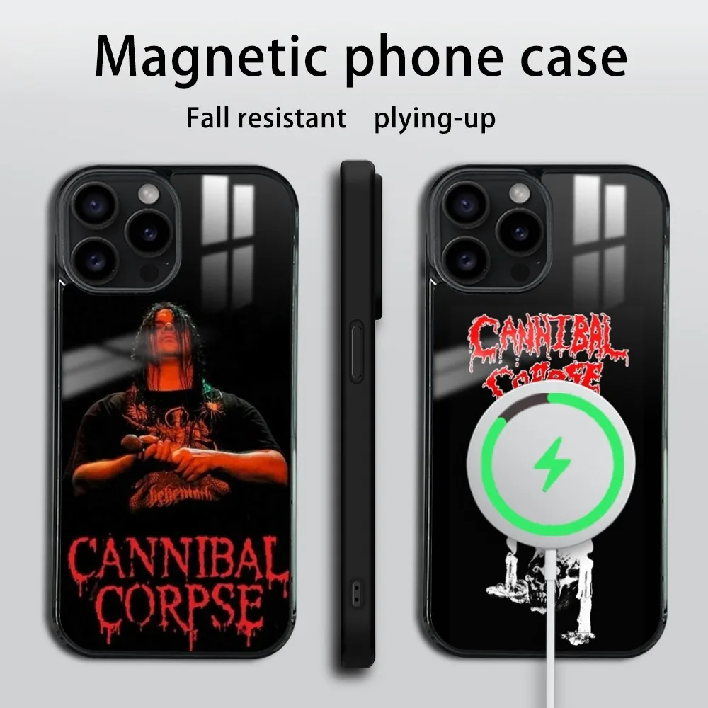 band C-cannibal C-corpse skull Phone Case For iPhone 16 15 14 13 12 11 Pro Max Plus Mini Mirror Wireless magnetic case