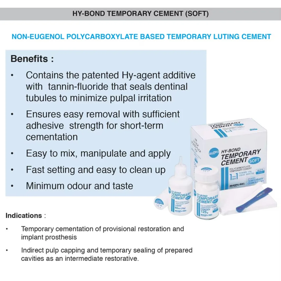 Dental Temporary Cement and Filling Material for Temporary Teeth Crown Bridge Filler Shofu Hy-Bond Soft Temp Bond Glue Dentistry