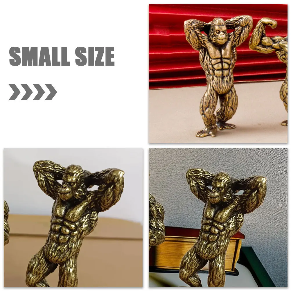

Vintage Brass Gorilla Statue Desktop Decoration Creative Solid Brass Animal Ornament Miniature Animal Desktop Decor