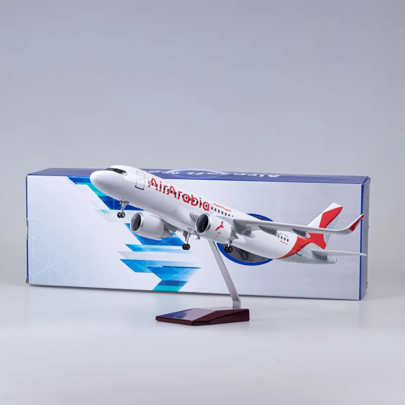 1:80 With Wheels And Lights 47cm Arab Arabia Airlines Airbus A320 Simulation Passenger Aircraft Model Collection Display Gift