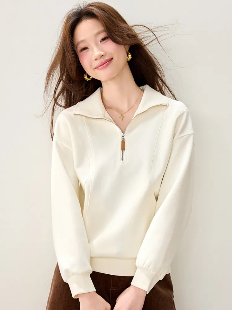 

Женская толстовка с воротником-стойкой на молнии, осенне-зимняя модная верхняя одежда, повседневная, удобная, свободного кроя, с длинными рукавами