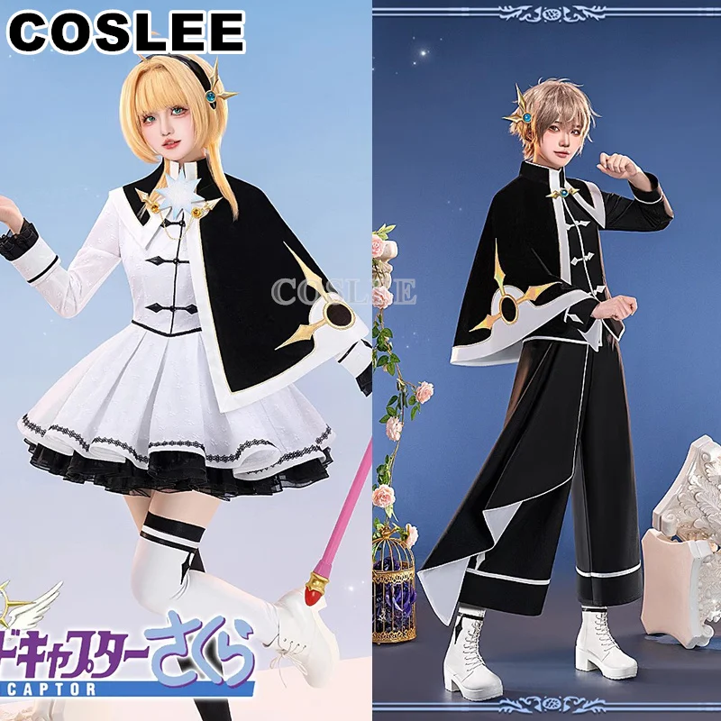 COSLEE CardCaptor Sakura/LI SYAORAN Black And White Cover Dress Uniform Cosplay Costume Daily Wear Women Men Halloween Party