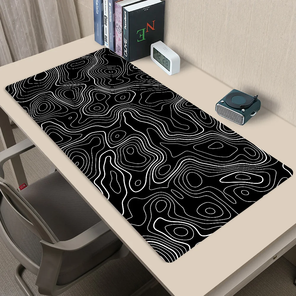 Black and white lines  Mousepad Mouse Mat Desk Mat With Pad Gaming Accessories Prime Gaming XXL Keyboard Pad