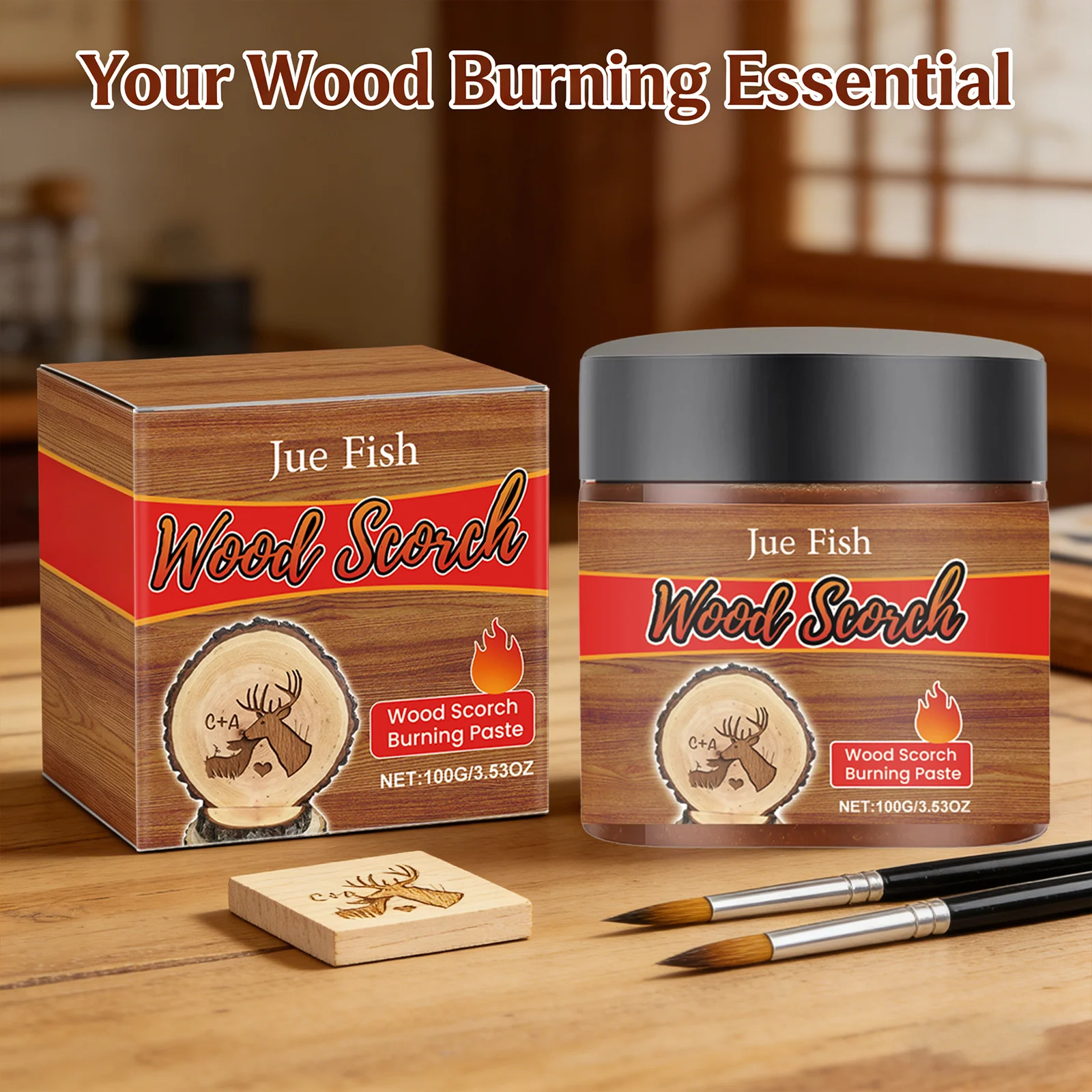 Wood Scorch Burning Paste DIY Pyrography Handmade Personalization Stimulate Creativity Interesting Combustion Effect Unique Gift view 6