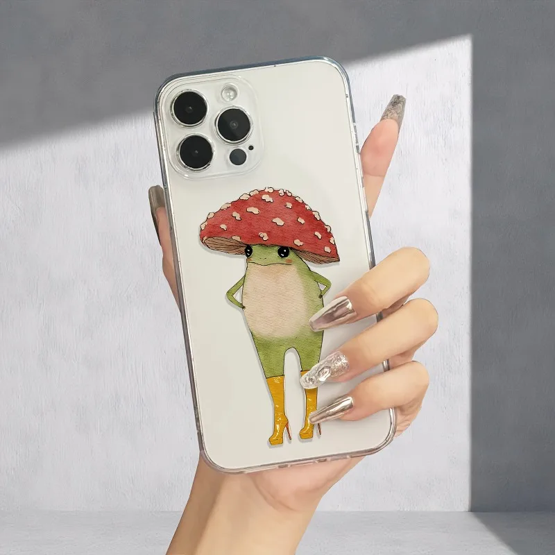 حافظة هاتف بنمط الضفدع مناسبة لهاتف آيفون 17 16 15 14 13 12 11 Pro/ Max/Plus حافظة ناعمة شفافة مضادة للسقوط #4