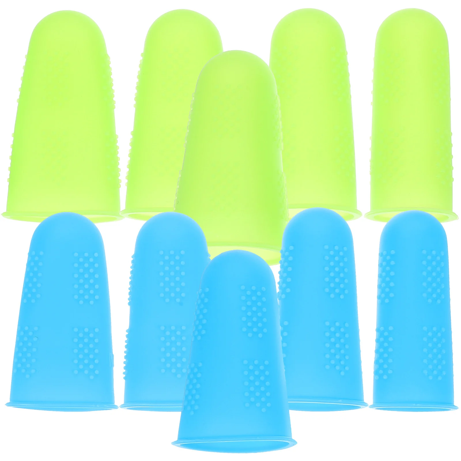 10pcs Silicone Finger Cover Anti-scalding Finger Protective Sleeves Non-slip Fingertip Cover for Men Women (Blue + Green)