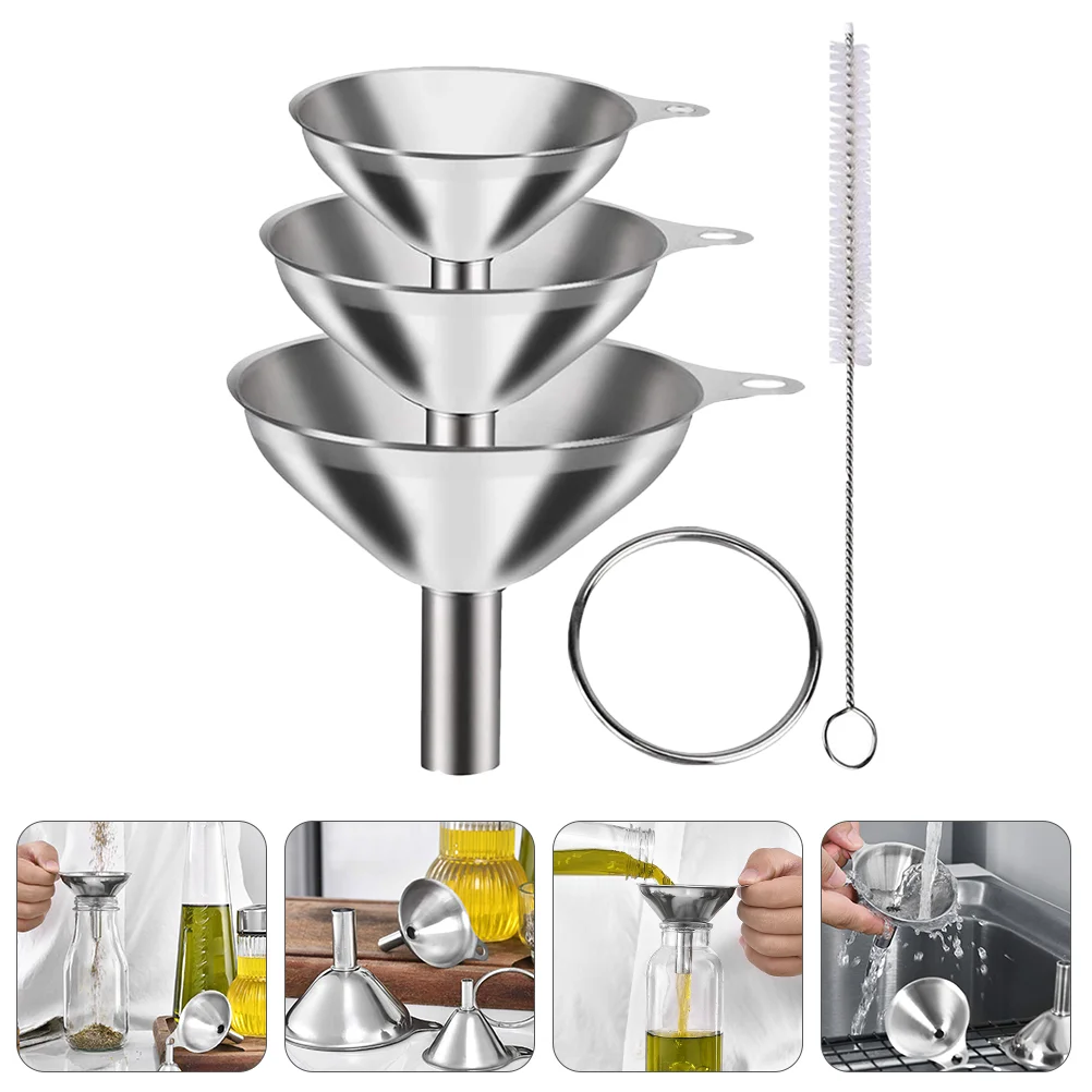 

Stainless Steel Funnel Kitchen Funil Oil Beer Drinking Canning Dispenser Collapsible Strainer for Daily Use Hopper Metal