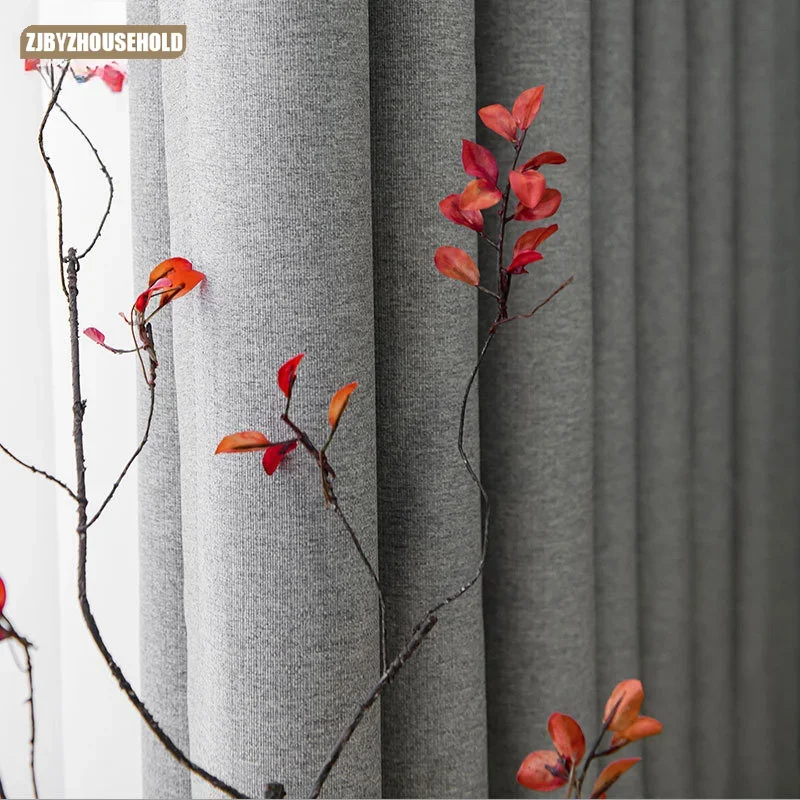 

Curtains for Living Dining Room Luxury Blackout Bedroom Simple Modern Coral Linen Double Cotton Elegant Decoration Customize