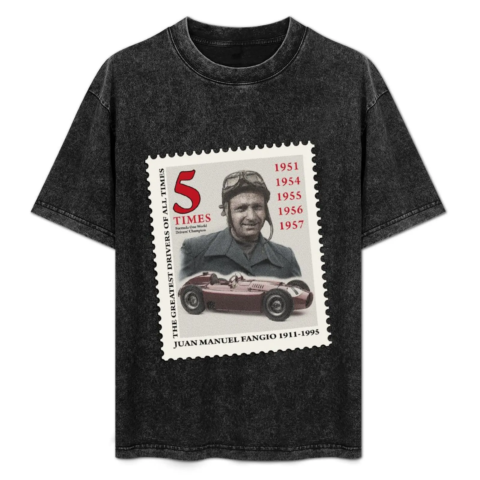 

Juan Manuel Fangio Stamp T-Shirt Big and Tall Casual T-Shirt