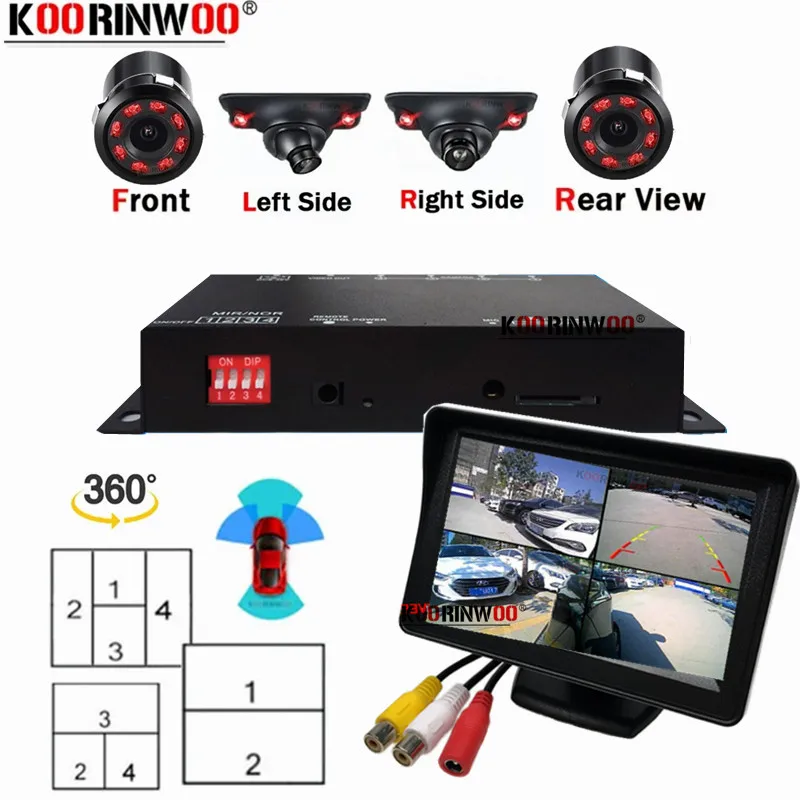Cars Dashcam Video Recorder Auto Dvr Smart 360 Around View System Accessories Monitor Black Box For Front Reverse Camera Vehicle