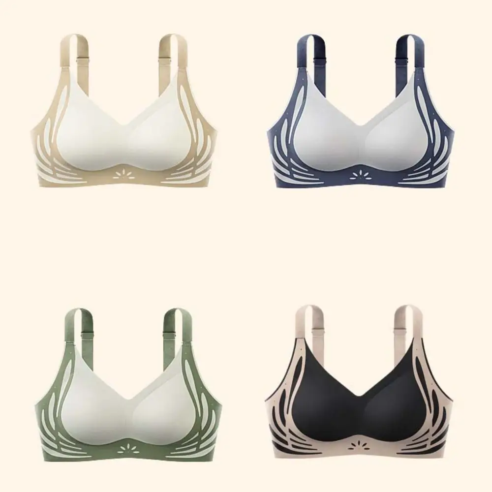 Soft Big Cup Wireless Deep V Bra Close-fitting Shockproof Brassiere for Women Anti-sagging No Trace Push Up Underwear Yoga