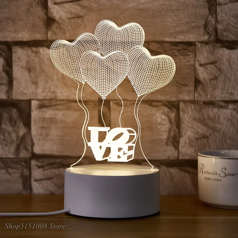 Veilleuse 3D en acrylique évitée, néon, petite lampe de table, lampe de chevet, lampe LED, festival d'anniversaire, décoration pour enfants, luminaires, nouveau