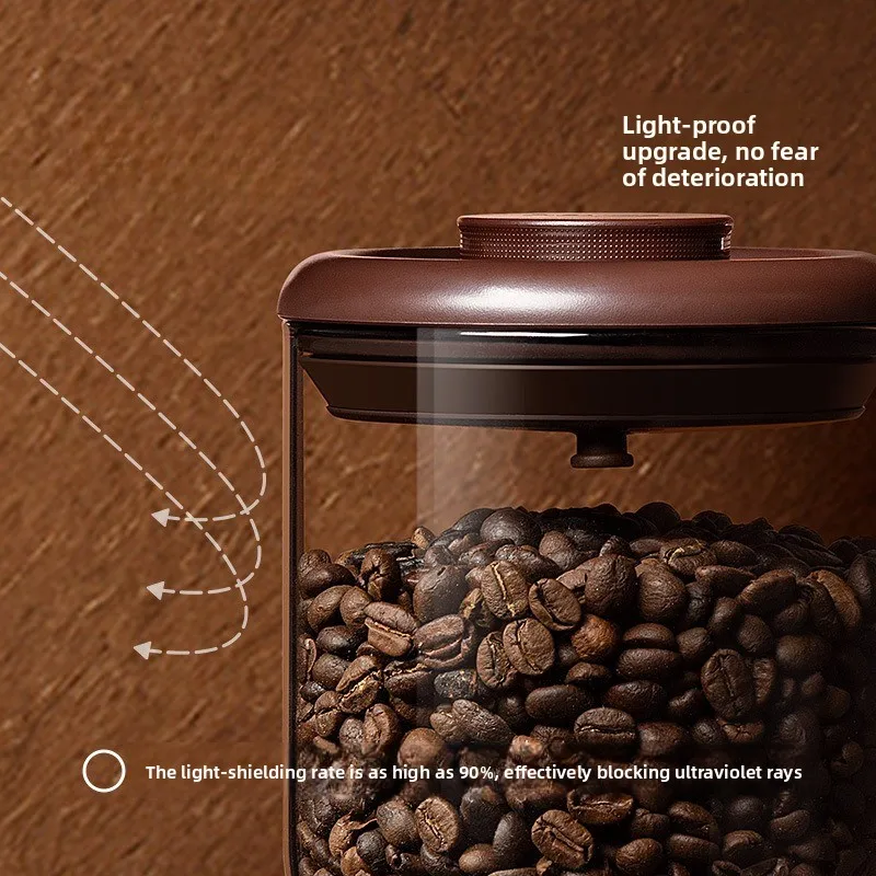 High Borosilicate Glass Sealed Canister One Way Degas Lid Food Storage Jar for Coffee Bean Tea Leaves