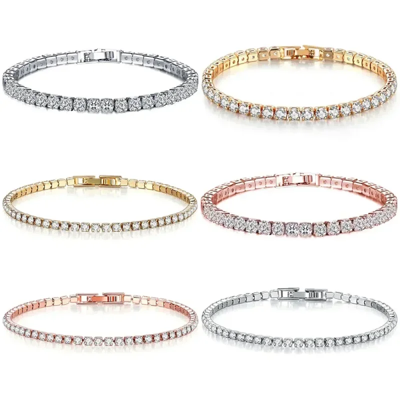 Hot Selling 925 Sterling Silver Classic Hip Hop Luxury Tennis Bracelet Shiny Exquisite Couple Bracelet Jewelry Festival Gifts