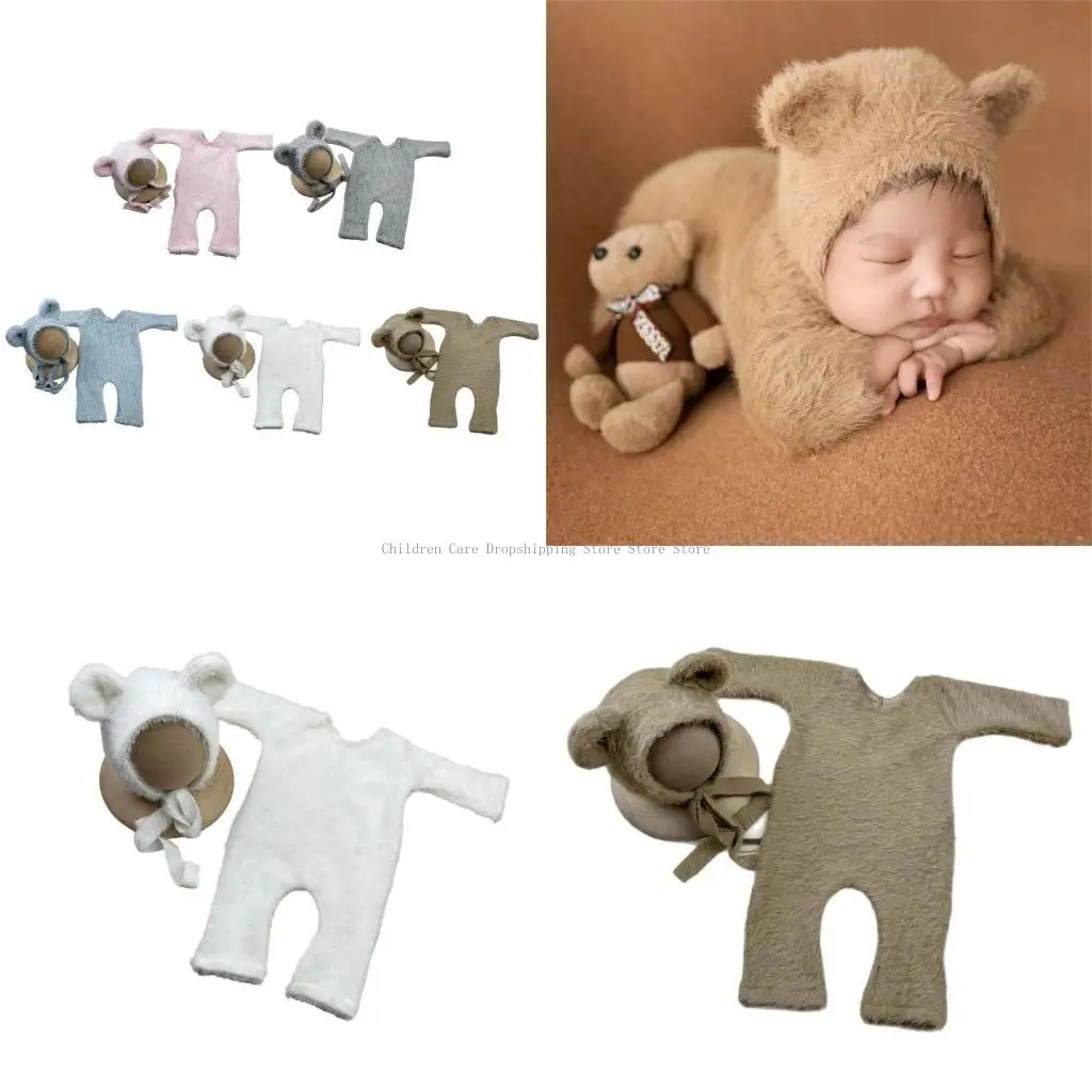 

Одежда для детской фотосессии, одежда в форме медведя для мальчиков и девочек, комплект с шапкой, реквизит для фотосессии, для