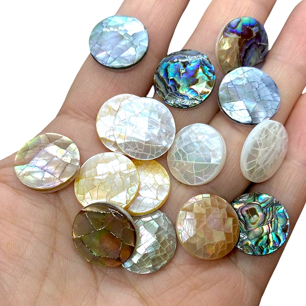 Natural Abalone Shell CAB Cabochon Beads Fit DIY Earring Rings Necklace Round Bead Caps Jewelry Accessories Making Ring Supplies