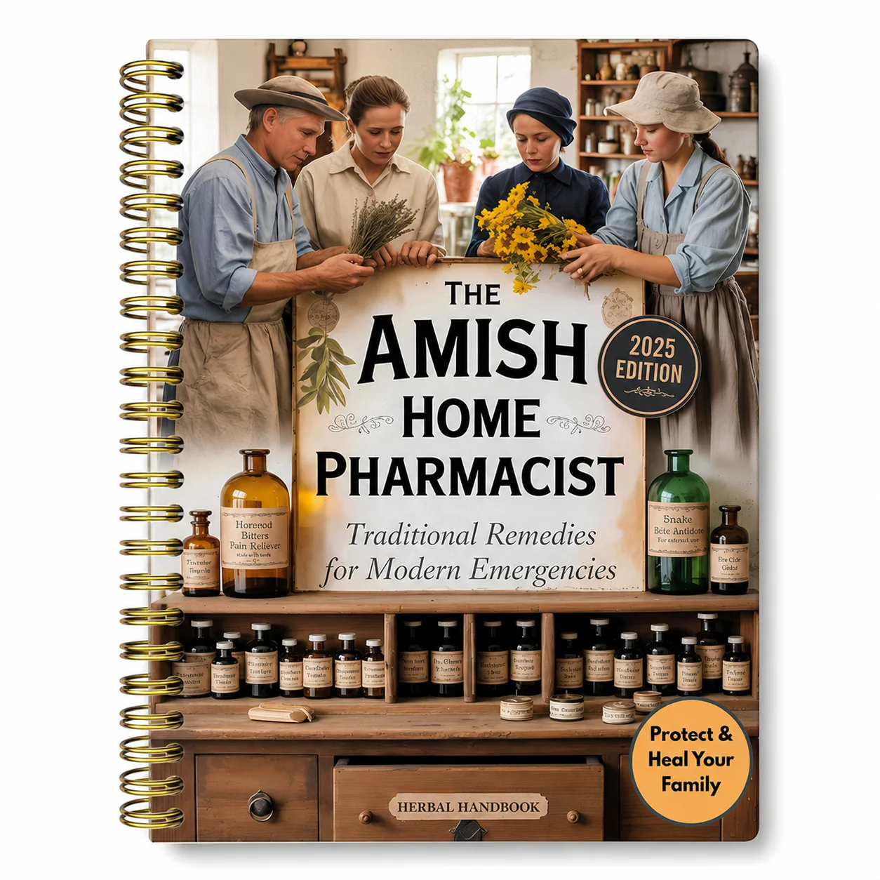 The Amish Home Pharmacist 2025 Edition Spiral Book Traditional Natural Home Remedies Herbal Handbook for Family Health