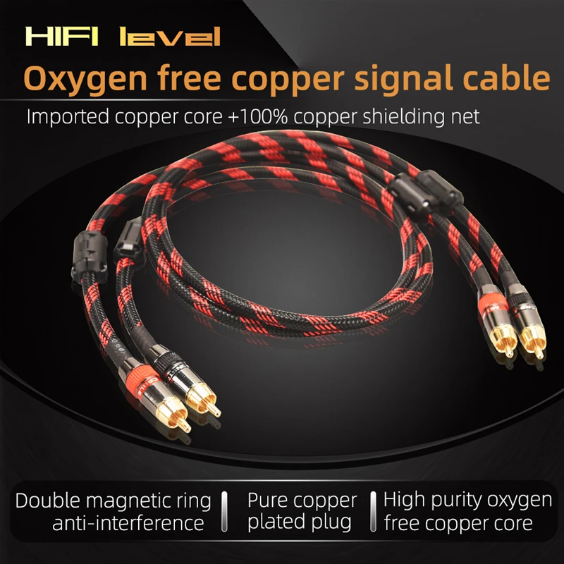 Hi-Fi  RCA High Quality 4N OFC HIFI 2RCA-2RCA  to Male Audio Cable Main Core Independent Shielding One Pair