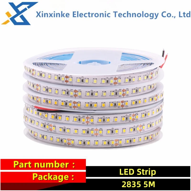 DC12V 24V LED Strip 5mm Width 2835 120led/m Flexible Strip Light White/Warm white/Blue/Green/Red/Pink/Yellow 5meter