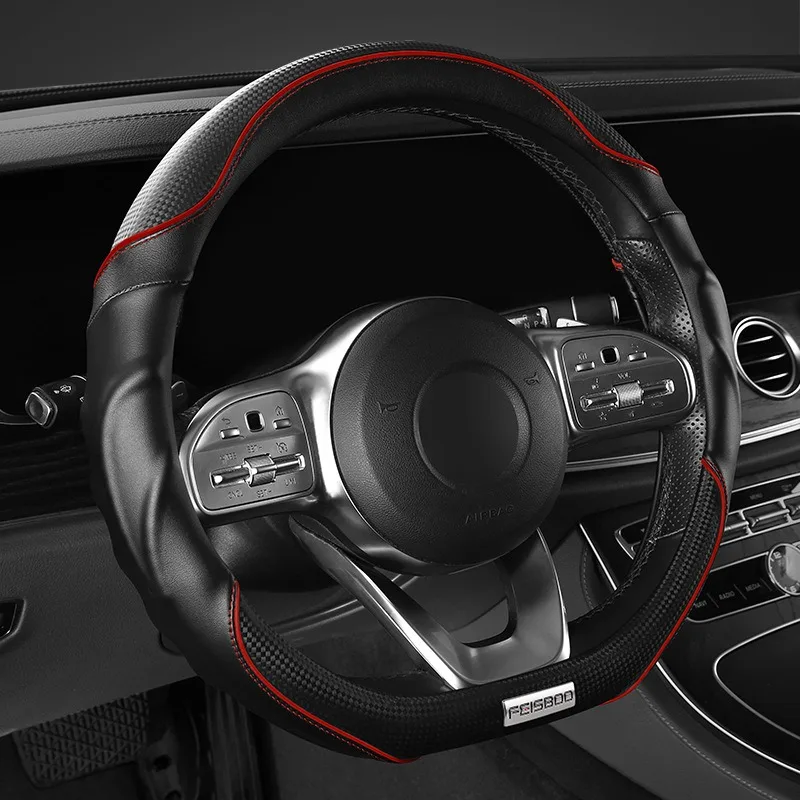 

Nappa Leather Car Steering Wheel Cover Universal Anti Slip Steering Wheel Covers Car Accessories Carbon Fibre Steering Covers