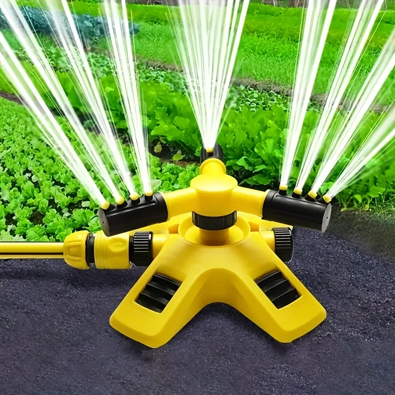 1Pcs 360° Automatic Rotating Trigeminal Sprinkler for Irrigation Rotating Sprinkler Tandem Sprinkler Sprayers Watering Gardening