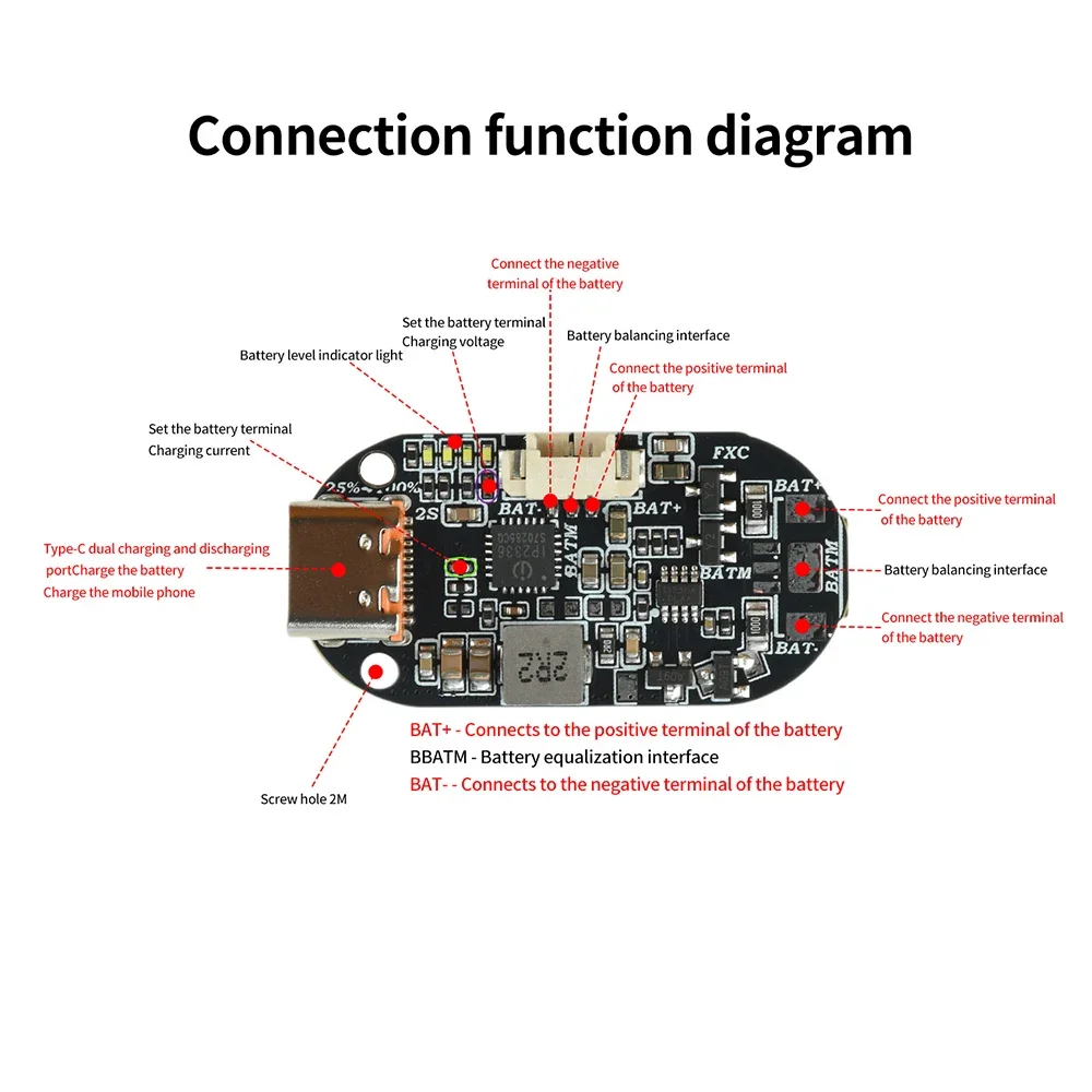 2S Lithium-Ionen-Akku Lade- und Entlade-Modul IP2336 Typ-C PD Schnellladung Bidirektional Einstellbare Spannung & Stromstärke – Detail 5