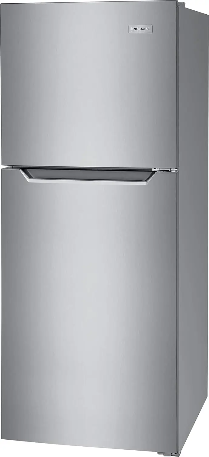 10.1 Cu. Ft. Compact ADA Top Freezer Refrigerator in Brushed Steel with Electronic Control Panel, Reversible Door Swing