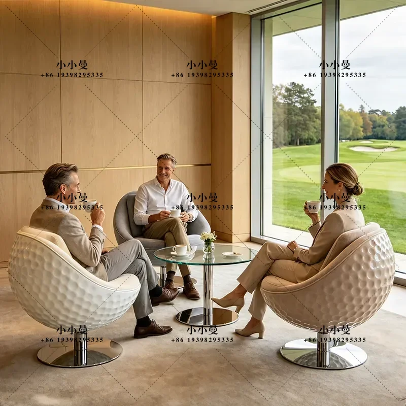 Creative Football Shaped Outdoor Leisure Chair FRP for Golf Course Villa Courtyard and High End Clubhouse