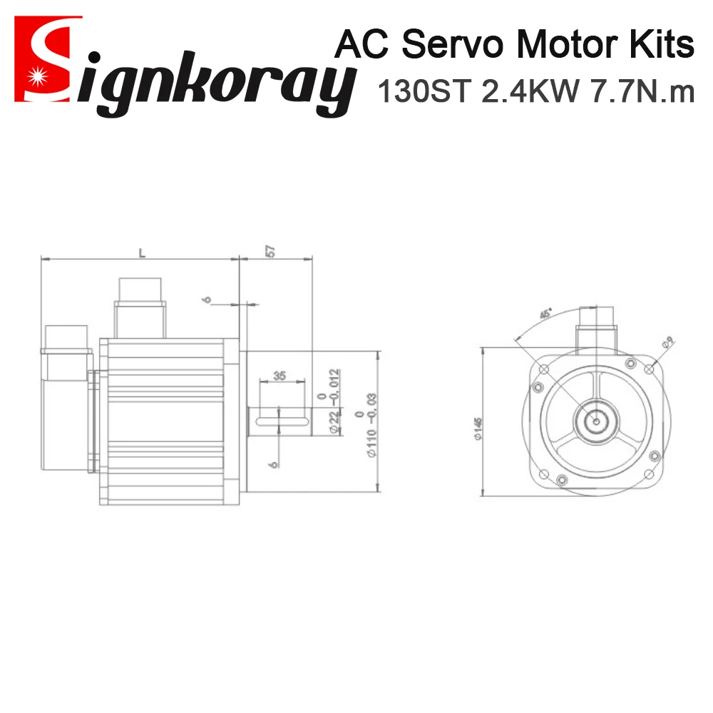 SignkoRay 2.4KW 7.7N.m AC Servo Motor Driver Kits 130ST 3000RPM 220V 9A for Industrial Control L3N-50D +130ST-M07730