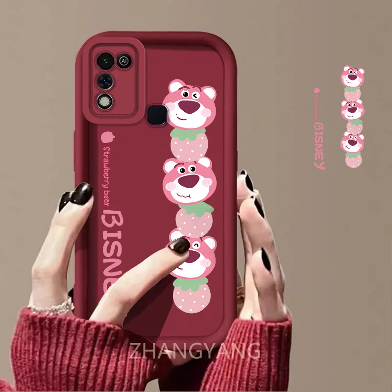 Case For Infinix Hot 10 Play Hot 11 Play Cute cartoon bear phone case with silicone TPU soft case anti drop and shockproof phone