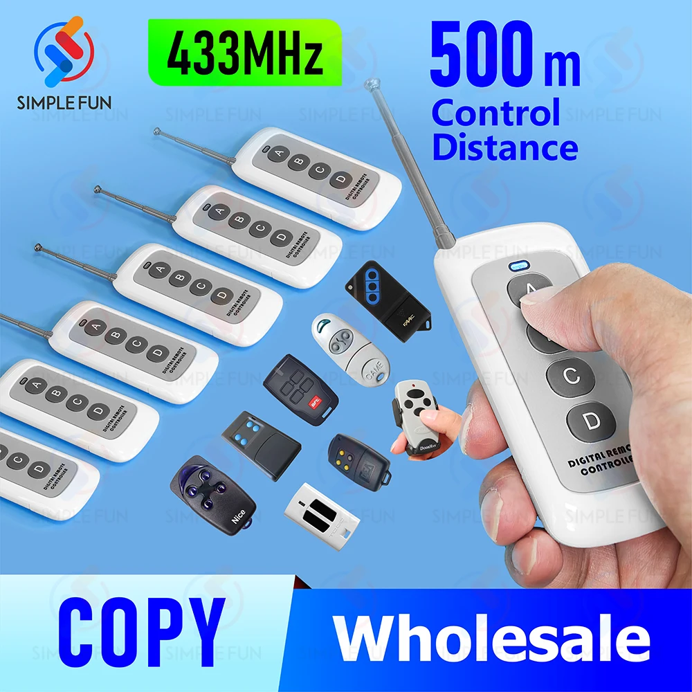 433MHz Copy Remote Control,CAME Nice CASIT DEA TAU,500m Control Distance,Duplicator for Garage Door Clone Function Transmitter