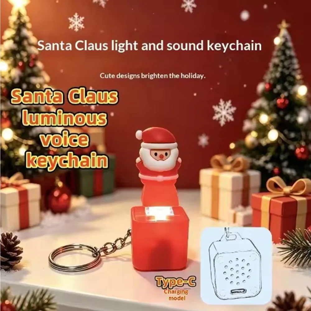 Halloween Santa  Pumpkin Glowing Keychain Keyboard Stress Relief  Button Keycap Fidget Clicker Keyboard Keychain Pendant Toys