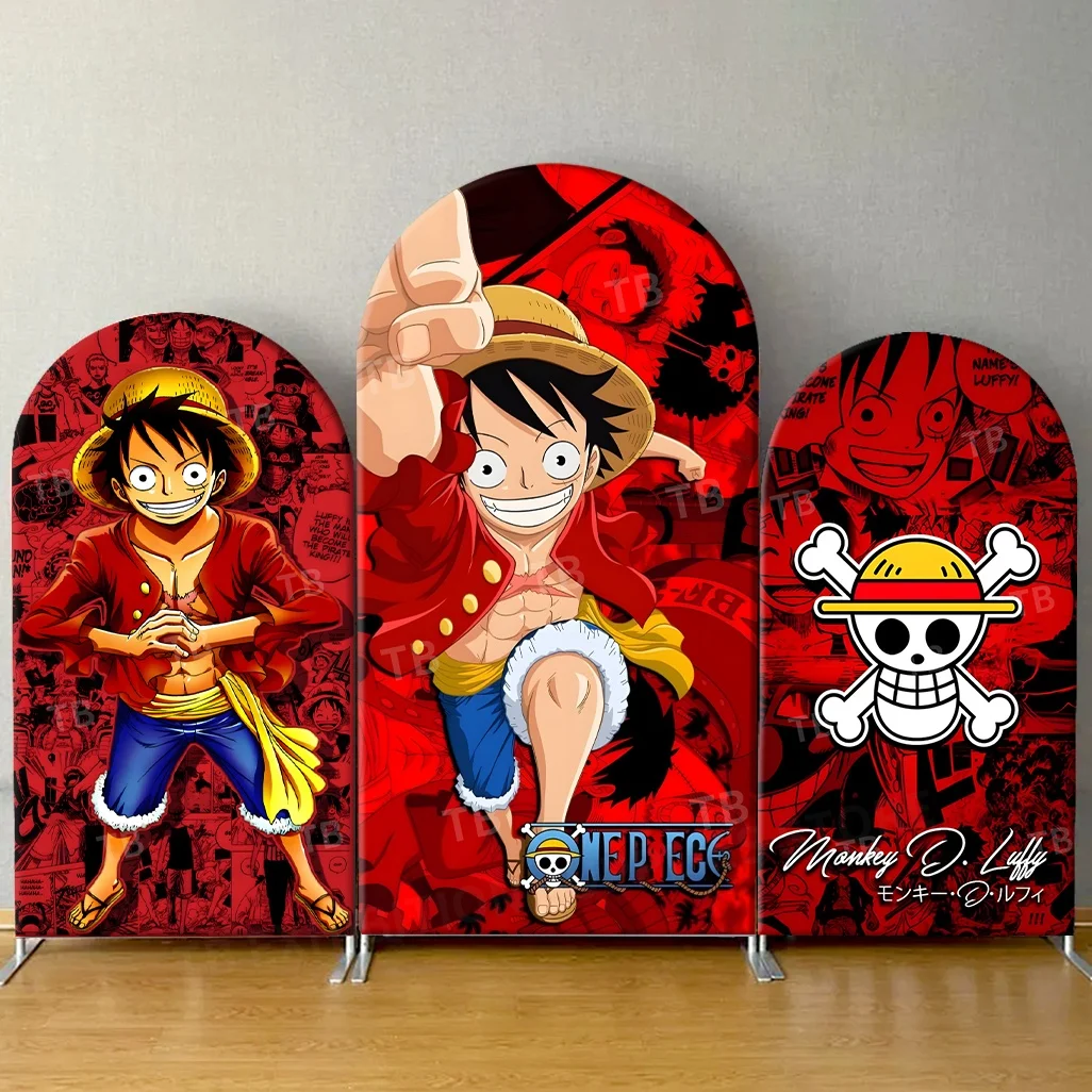 

TB One Piece Theme Arch Backdrop Cover Luffy for Boys Birthday Party Decoration Baby Shower Photography Background Wall Supplies