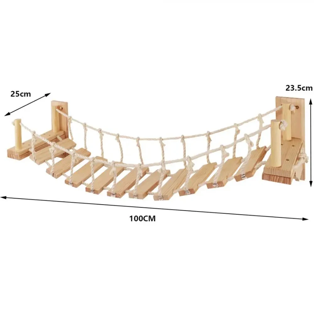 Cat Wall Shelves 100CM Long Cat Bridge for Indoor Cats Climber Cloud Shelf Kitty Bed and Perches Wooden Cat Wall Furniture